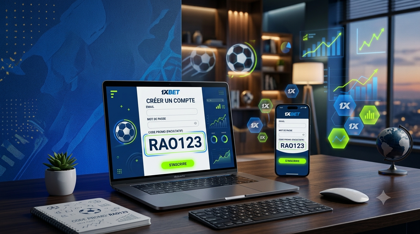 Inscription sur 1xBet avec le code promotionnel RAO123 et guide pour créer un compte