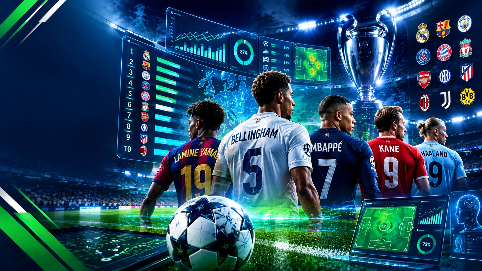 Ranking of the 10 most in-form European football teams based on current results, statistics and performance data